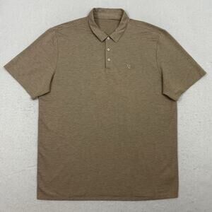 Vuori Mens Knit Twill Polo Shirt XL Beach Sand Heather Performance Stretch